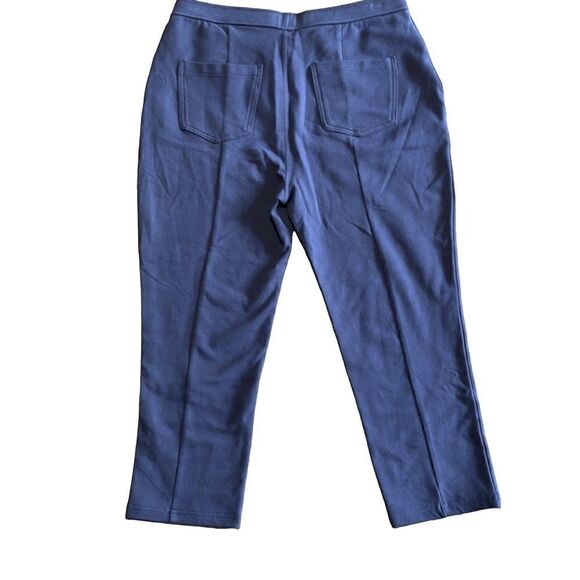 Susan Graver Weekend QVC navy soft knit seamed cropped pants size Small - Picture 4 of 8